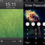 This shows one example of how the iOS 7 lock screen could look different.