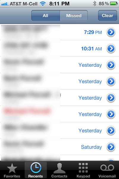 recent calls recent calls