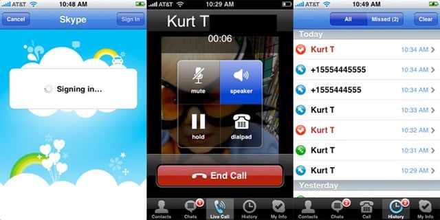 Skype messaging for iPhone.