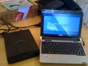 Acer Aspire next to my CD drive