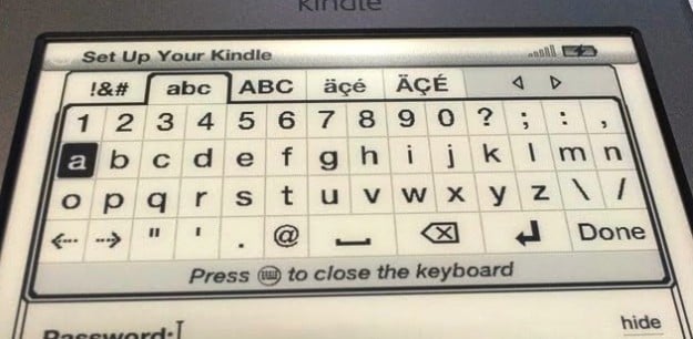 Kindle On-screen Keyboard