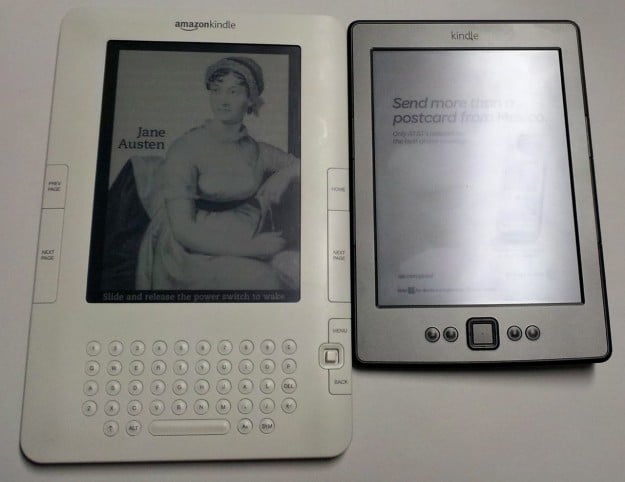 Side-by-side comparison of the 2nd gen and 4th gen Kindle