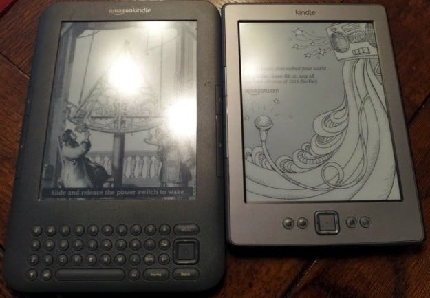 Side-by-side comparison of the 3rd and 4th gen Kindles