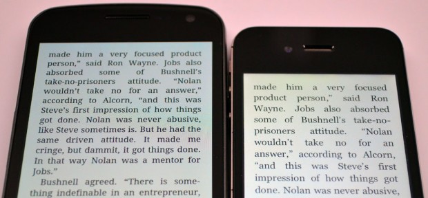 Galaxy Nexus vs iPhone 4S Display