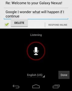 Voice Input - Ice Cream Sandwich Android 4.0