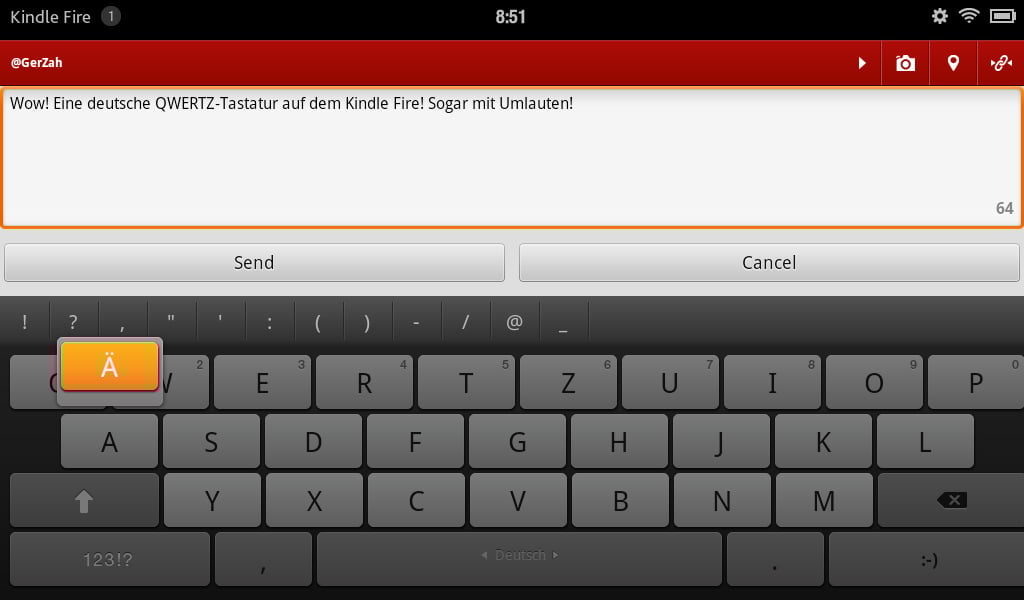 Kindle Fire German Keyboard