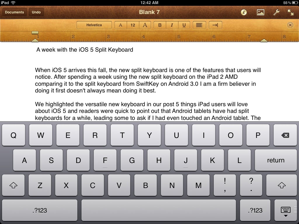 The iPad Split Keyboard Raises the Bar for Onscreen Keyboards