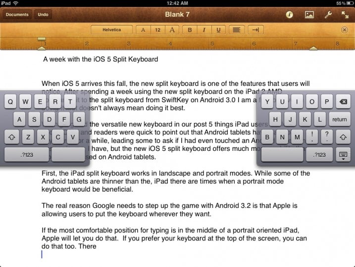 iPad split keyboard in iOS 5 iPad split keyboard in iOS 5