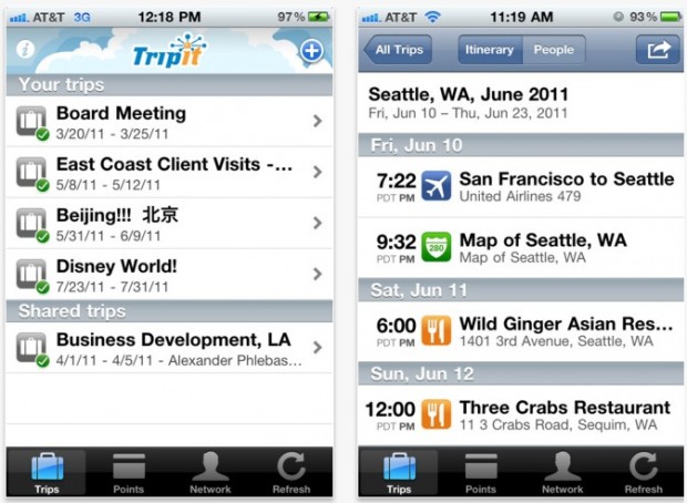 Tripit app for travel