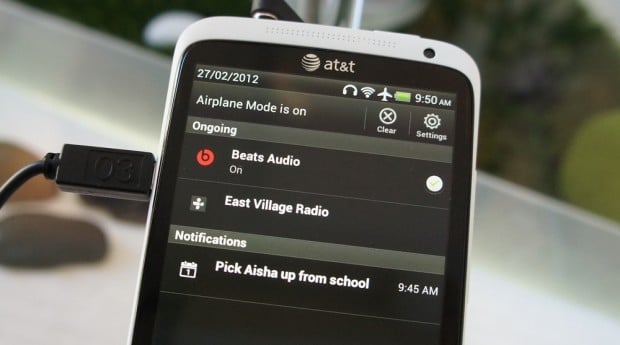 HTC One X Beats Audio Notification Tray
