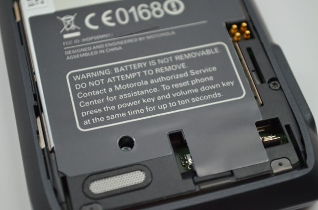 The Droid 4's battery is non removable, even though the back plate comes off