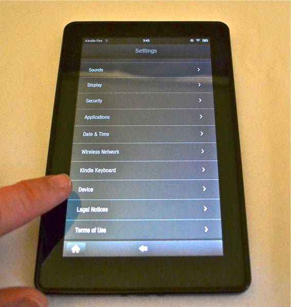 Kindle Fire Reset - choose device