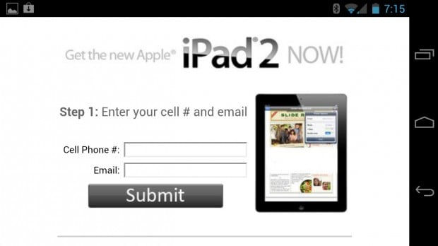 Free iPad Android notification spam