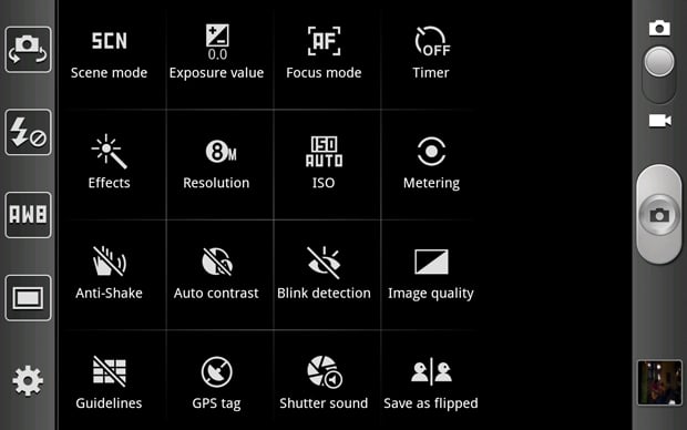 Galaxy Note Camera App - Shortcuts