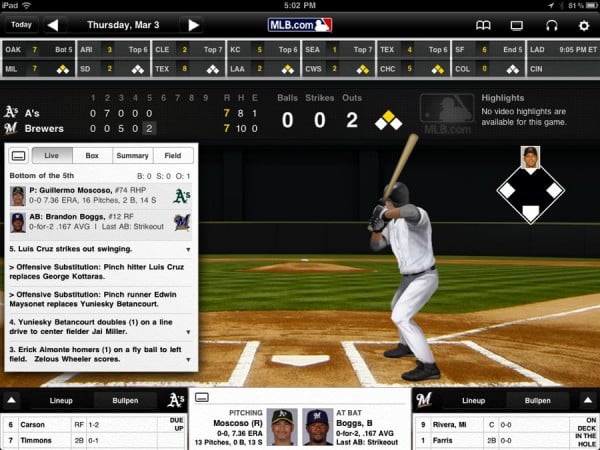 MLB At Bat Pitch Chart Screen