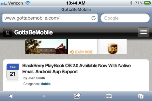 Safari on iPhone Safari on iPhone