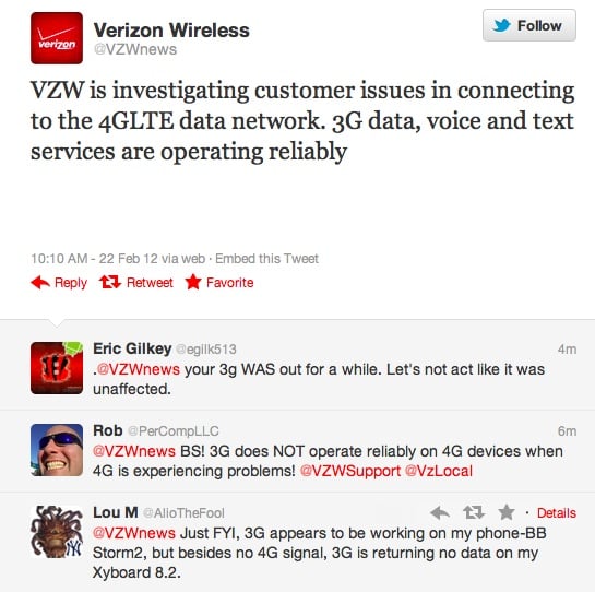Verizon 4G LTE Outage February 2012 Verizon 4G LTE Outage February 2012