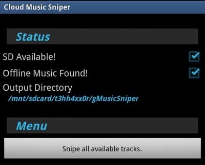 Cloud Music Sniper Main Screen