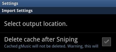 Cloud Music Sniper Settings - message cut off
