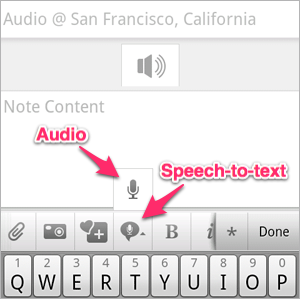 Evernote for Android speech-to-text