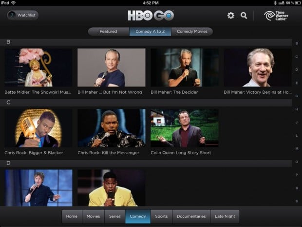 HBO GO Review - navigation