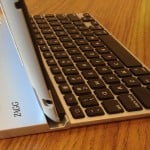 ZAGGfolio Keyboard outside the case from the side showing channel to hold iPad