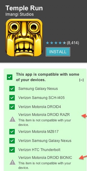 Temple Run for Android Now Supports Droid RAZR and Droid Bionic