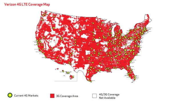 Verizon Wireless 4G LTE Coverage Map