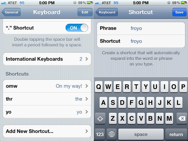 iPhone Keyboard Shortcuts