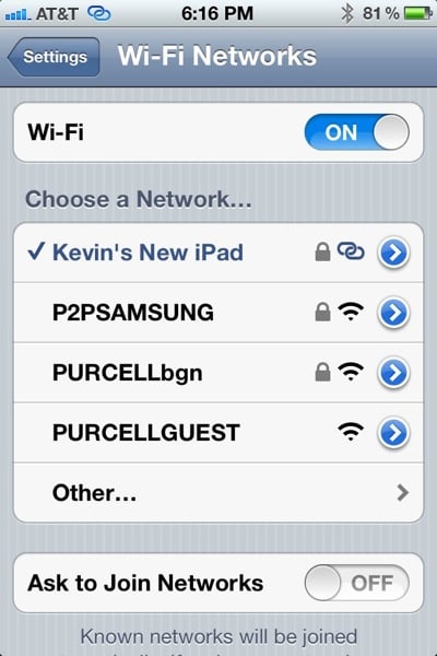 iPhone Wi-Fi Settings