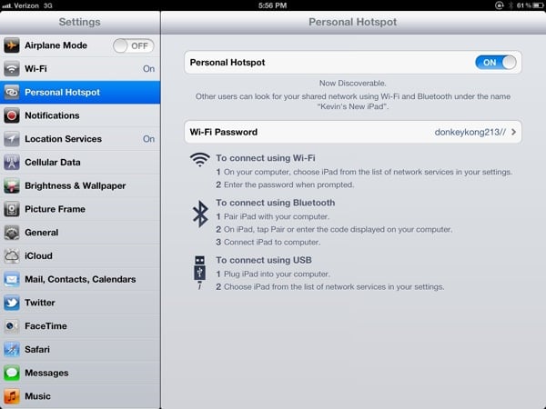 How to Set Up Verizon Personal Hotspot on the New iPad 3rd Gen