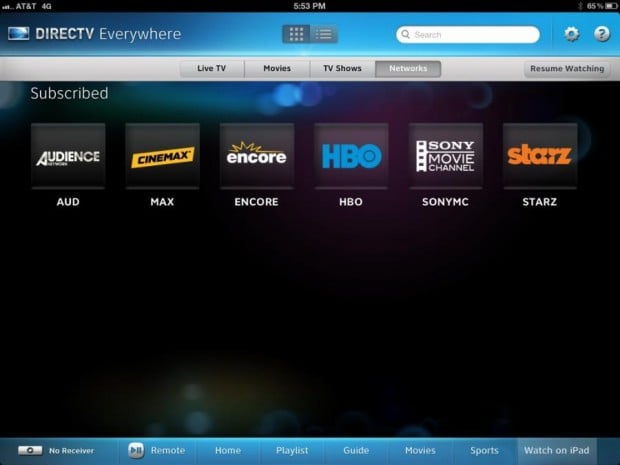 DirecTV for iPad Adds Streaming On The Go