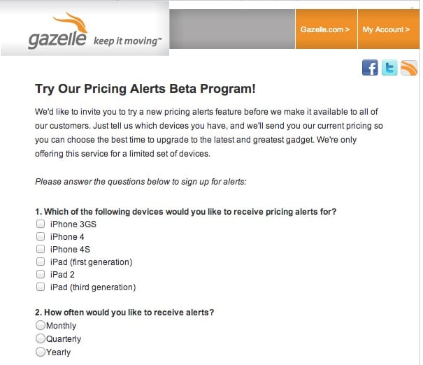 Gazelle Pricing Alerts Beta