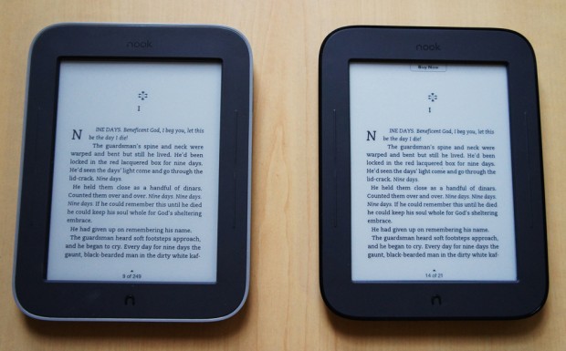 Nook GlowLight and Simple Touch - inside a book