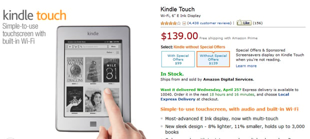 Kindle Touch price