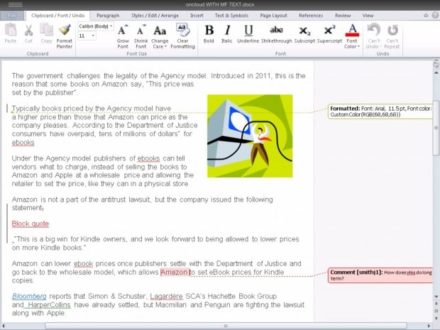 Office for iPAD track changes
