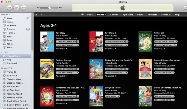 iTunes Movies for Kids 2-4