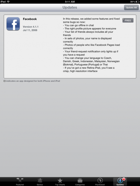 Facebok for iPad Gets Act Together with Retina Update