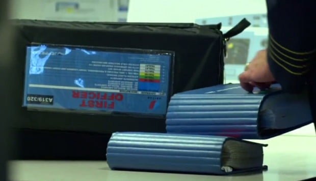 The iPad replaces this 45 pound flight bag.