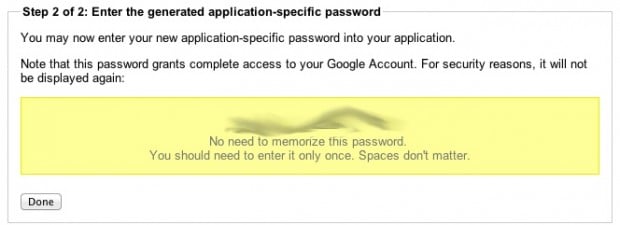 Application specific password 2