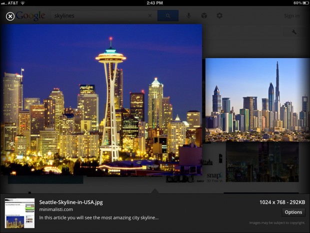 full screen image search