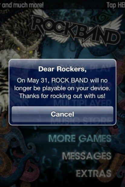 Rock Band for iOS and Android Will Stop Working on May 31