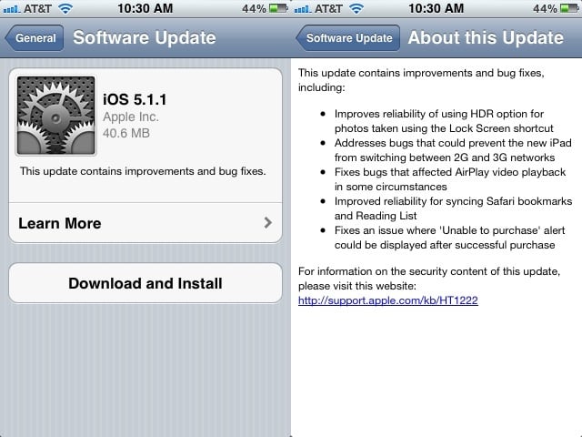 Fehler beim Aktualisieren von iOS 5.1.1