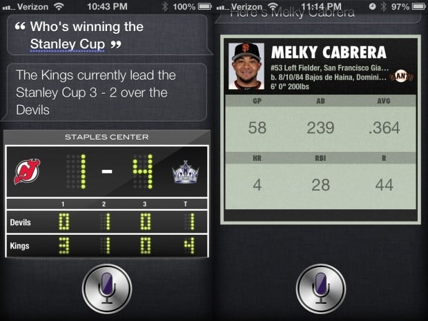 iOS 6 Hands On Siri Sports
