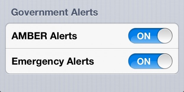 Emergency Alert Toggle iOS 6