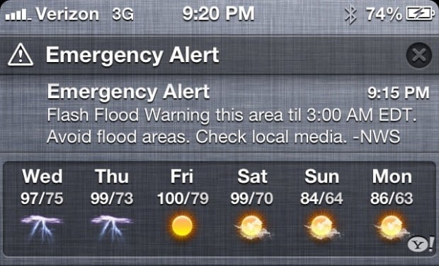 Emergency Alert in iOS 6 Notification Center