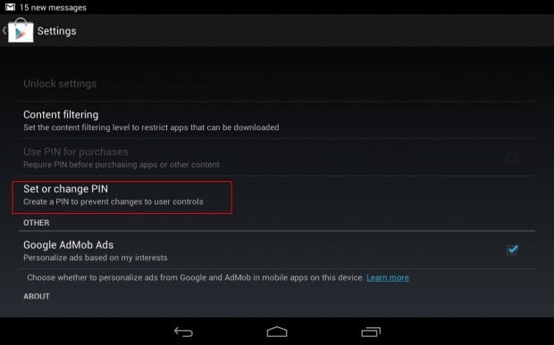 Google Play PIN step 2