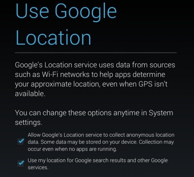 Nexus 7 Location services