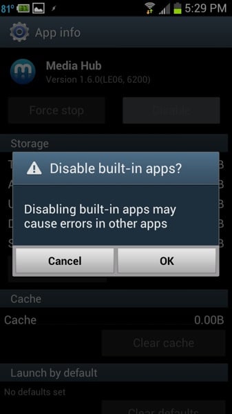 android app disable warning