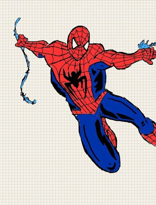 spider man drawn on the galaxy note
